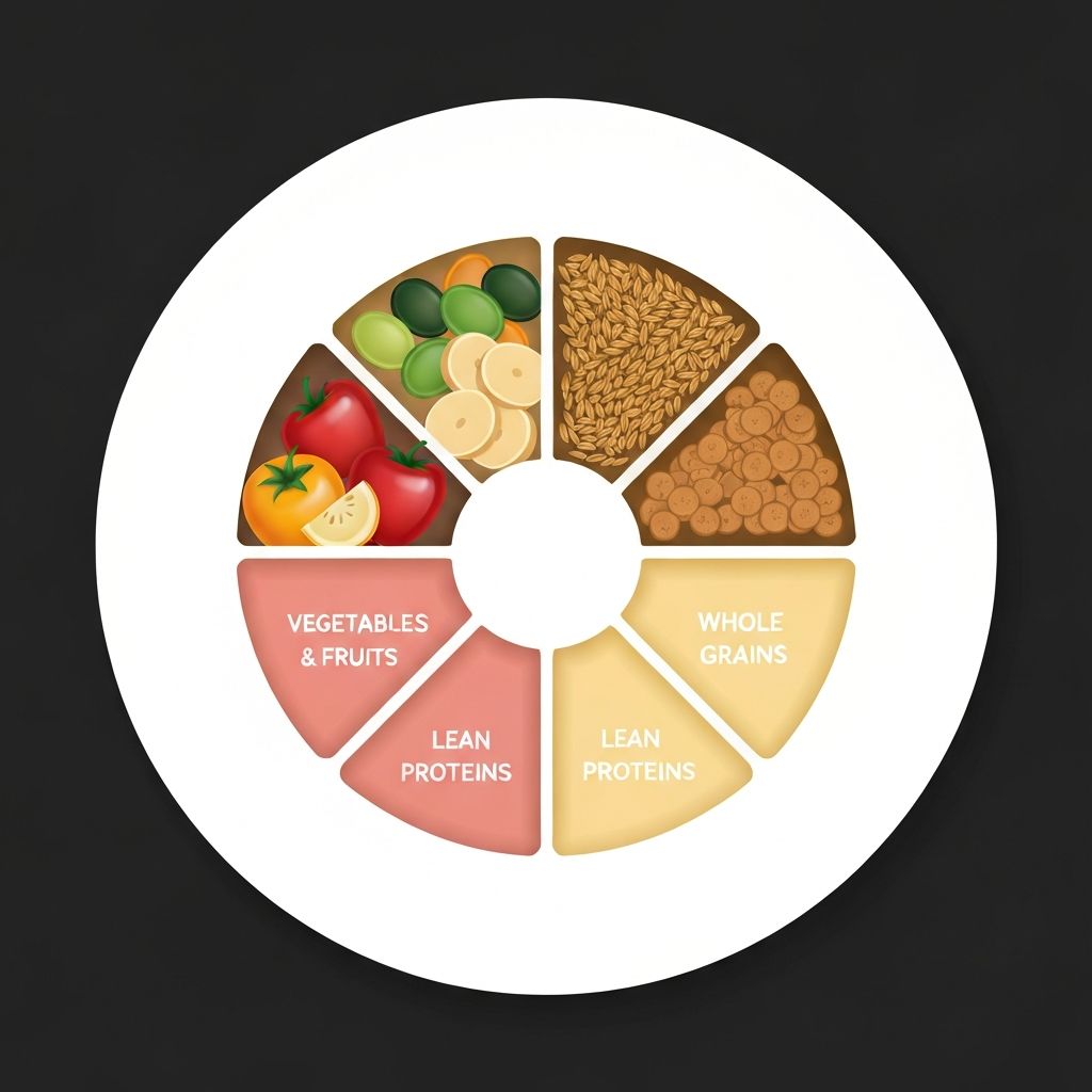 Infographic showing a balanced plate with different food groups