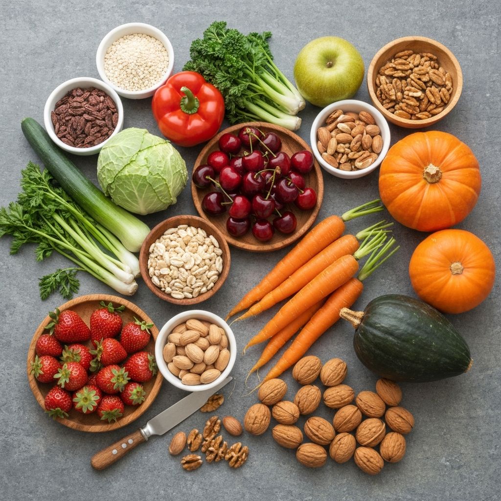 Colorful fruits and vegetables rich in various vitamins